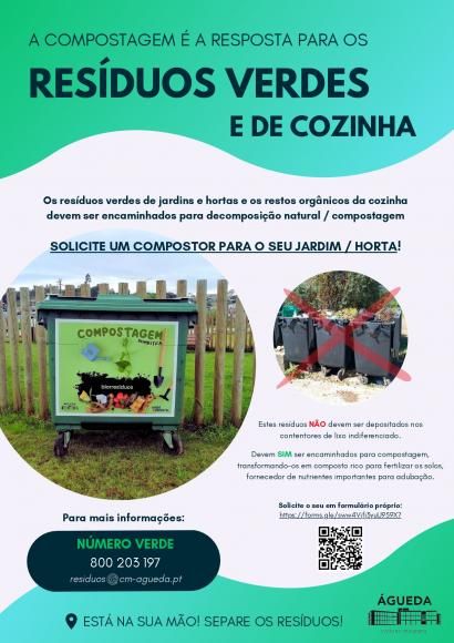 Compostagem de resíduos verdes  e de cozinha - distribuição de equipamentos pela CMA